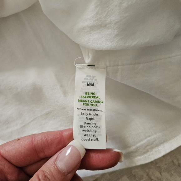 NWT Aerie White Linen Blend Mini Dress With Cut Outs Size Medium - Picture 7 of 8